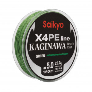 Шнур Saikyo KAGINAWA X4PE 150m, зеленый #5 (0,41mm), 22,7kg